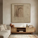 Aged Plaster Relief – Geometric Mixed Media – Wabi Sabi Art