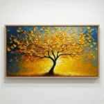 Amber Azure Textured metallic leaf landscape color art - Image 2