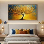 Amber Azure Textured metallic leaf landscape color art - Image 3