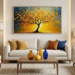 Amber Azure Textured metallic leaf landscape color art - Image 5