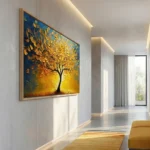 Amber Azure Textured metallic leaf landscape color art - Image 4