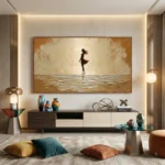 Amber Light Walk Lone silhouette on warm ground minimal wall decor - Image 4