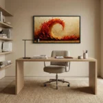 Amber Rust Wave Textured red and orange painting contemporary minimal art