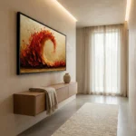 Amber Rust Wave Textured red and orange painting contemporary minimal art - Image 3