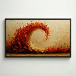Amber Rust Wave Textured red and orange painting contemporary minimal art - Image 2