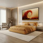 Amber Rust Wave Textured red and orange painting contemporary minimal art - Image 4