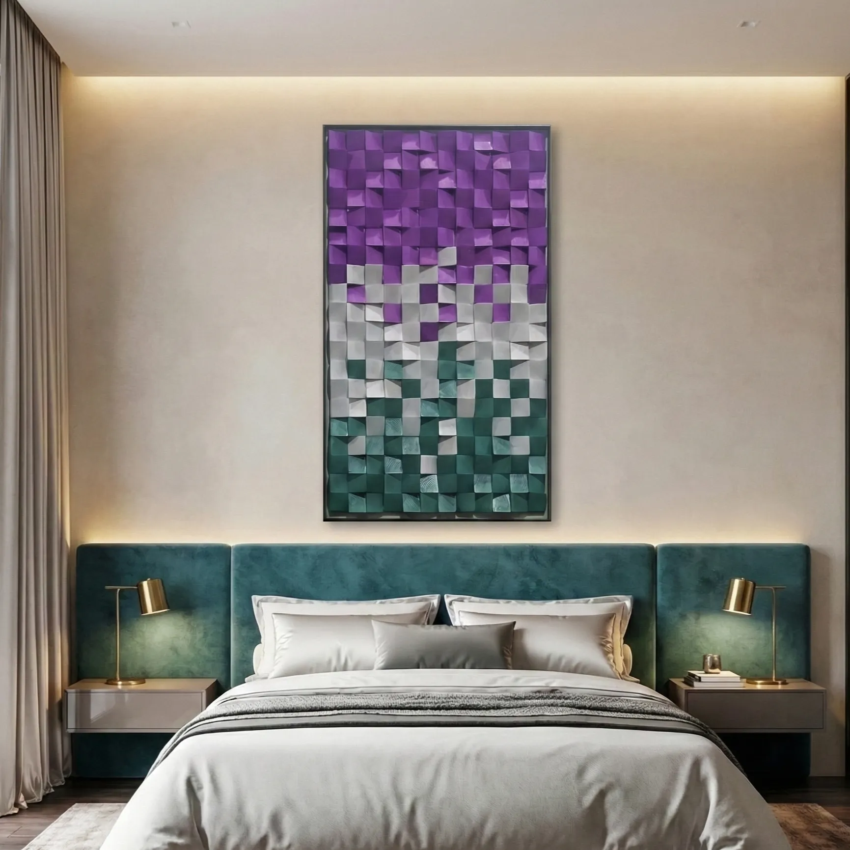 Amethyst-Teal-Mosaic-–-Modern-Geometric-Wall-Decor-3.webp Amethyst & Teal Mosaic – Modern Geometric Wall Decor - Image 1
