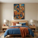 Azure Cavalry Dynamic geometric figures and horses abstract art