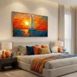Azure Drift textured sea motion color wall art - Image 4