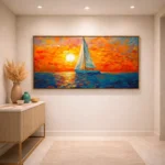 Azure Drift textured sea motion color wall art - Image 5