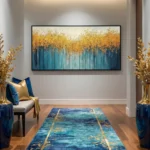 Azure Forest Gilded Blue vertical lines gold canopy color art - Image 5