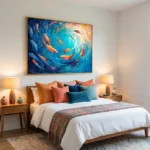 Azure Vortex Koi – Abstract Ocean Motion Wall Art - Image 3