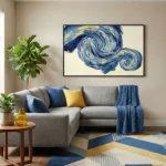 Cerulean Dream Impasto blue and cream waves abstract art