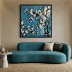 Cerulean Petals – Sculptural Abstract Mixed Media Art