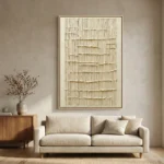 Cream Impasto Relief – Neutral Minimalist Painting Wabi Sabi Wall Art