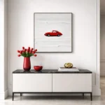 Crimson Motion – Textured Minimalist Abstract Wall Art - Image 5