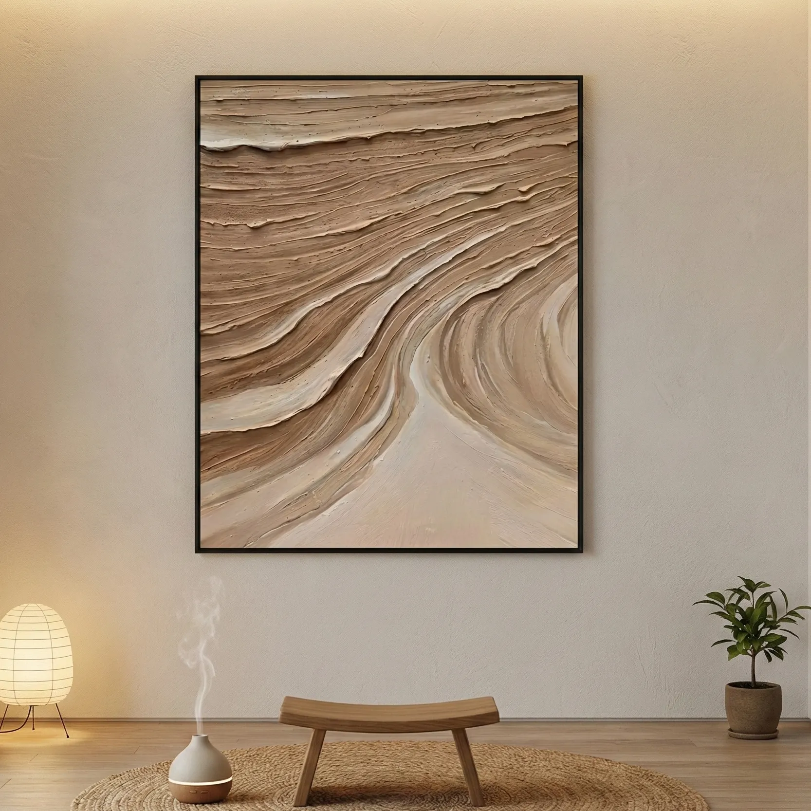 Desert-Ripples-–-Minimalist-Textured-Wall-Decor-Wabi-Sabi-Art-2.webp Desert Ripples – Minimalist Textured Wall Decor Wabi Sabi Art - Image 1