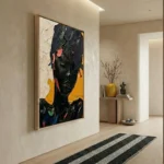 Ebony Gold Impasto Textured dark portrait painting color wall art - Image 3