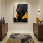Ebony Gold Impasto Textured dark portrait painting color wall art