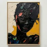 Ebony Gold Impasto Textured dark portrait painting color wall art - Image 2