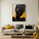 Ebony Gold Impasto Textured dark portrait painting color wall art - Image 4