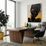 Ebony Gold Impasto Textured dark portrait painting color wall art - Image 5