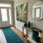 Emerald Nova Teal and gold starburst texture abstract wall decor - Image 3