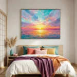 Ethereal Dawn Textured sky waters color wall art - Image 3