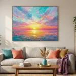 Ethereal Dawn Textured sky waters color wall art - Image 5