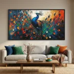Ethereal Peacock Bloom  Luxury Color-Rich Abstract Wall Art
