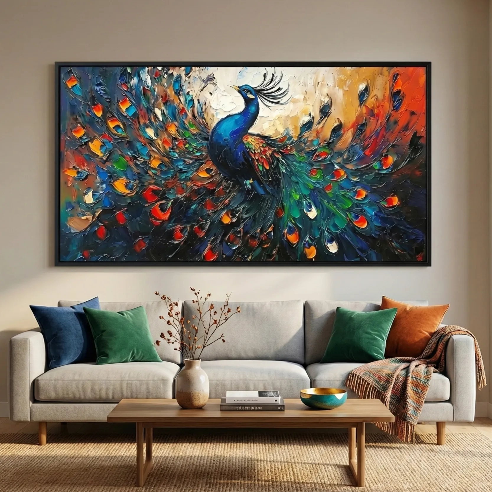 Ethereal-Peacock-Bloom-Luxury-Color-Rich-Abstract-Wall-Art-4.webp Ethereal Peacock Bloom Luxury Color-Rich Abstract Wall Art - Image 1
