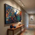 Ethereal Peacock Bloom  Luxury Color-Rich Abstract Wall Art - Image 4
