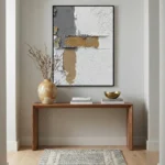 Gilded Concrete Layers Textured grey, white, and gold art. abstract wall art