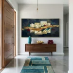 Gilded Current Gold flow over geometric shapes abstract wall art - Image 3