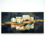 Gilded Current Gold flow over geometric shapes abstract wall art - Image 2
