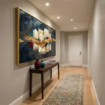 Gilded Current Gold flow over geometric shapes abstract wall art - Image 4