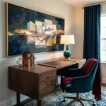 Gilded Current Gold flow over geometric shapes abstract wall art - Image 5