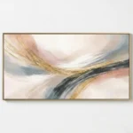 Gilded Fluidity Sweeping gold and blush textures abstract wall art - Image 2