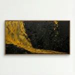 Gilded Noir Impasto Black and yellow relief painting minimal wall art - Image 2