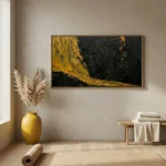 Gilded Noir Impasto Black and yellow relief painting minimal wall art - Image 4