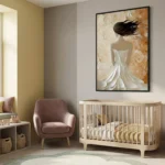 Golden Breeze Figure Woman in textured white gown minimal wall decor - Image 5
