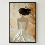 Golden Breeze Figure Woman in textured white gown minimal wall decor - Image 2