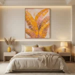 Golden Foliage Abstract – Textured ochre botanical print – Yellow Wall Art