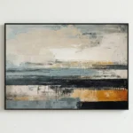 Golden Grey Horizon Textured abstract landscape painting contemporary minimal art - Image 2