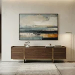 Golden Grey Horizon Textured abstract landscape painting contemporary minimal art - Image 3