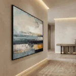 Golden Grey Horizon Textured abstract landscape painting contemporary minimal art - Image 5