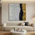 Golden Rupture Minimal Sculptural white and gold texture minimal wall decor