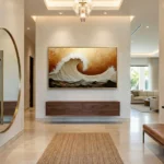 Golden Swell Textured gold and white wave contemporary minimal art
