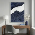 Indigo Divide  Modern Minimalist Impasto Painting