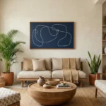 Indigo Drift Lines – Wabi Sabi Abstract Wall Art